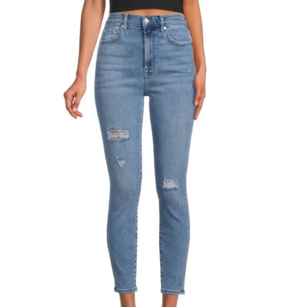 7 for all mankind high waist  jeans size 27 distressed